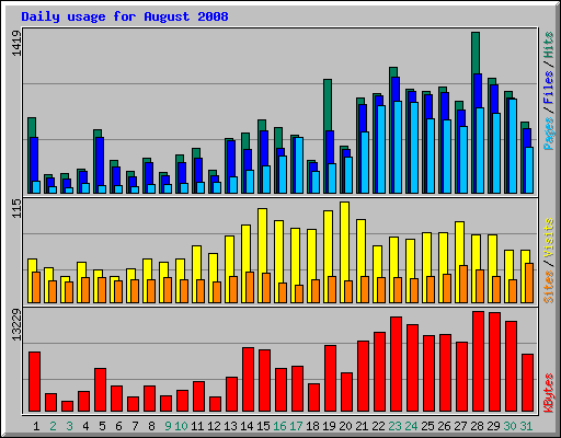 Daily usage for August 2008