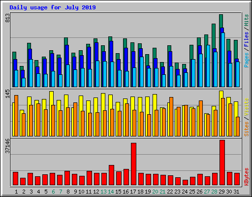 Daily usage for July 2019