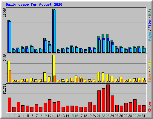 Daily usage for August 2020